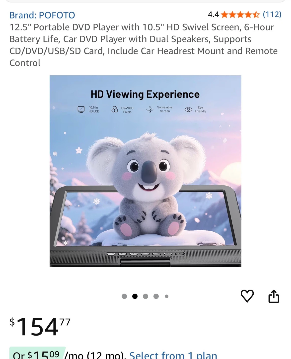 12.5 inch Portable DVD Player with 10.5 inch Swivel Screen - photo 2