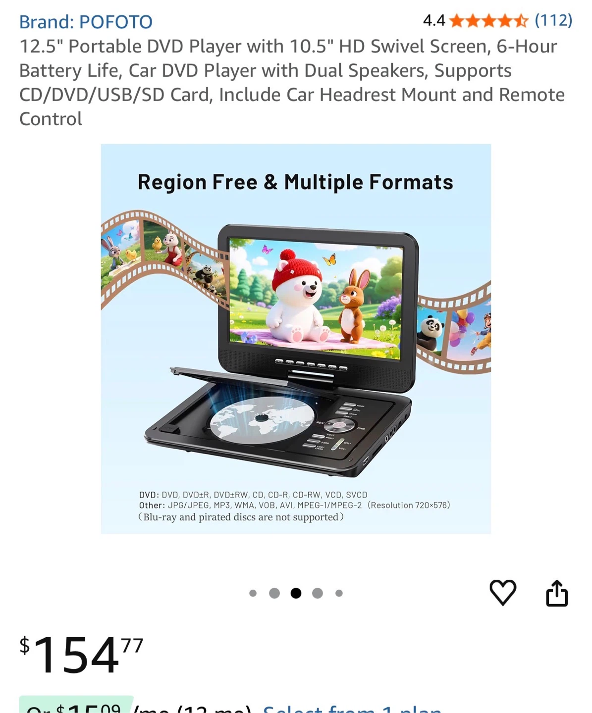 12.5 inch Portable DVD Player with 10.5 inch Swivel Screen - photo 3