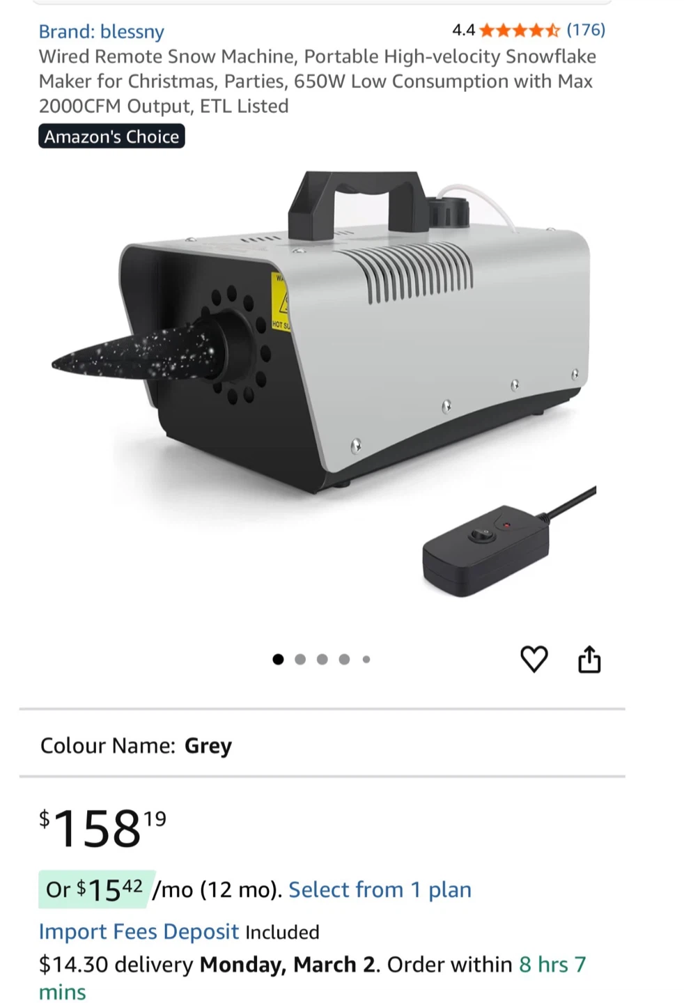 Blessny 650W Snowflake Machine in Grey - photo 4