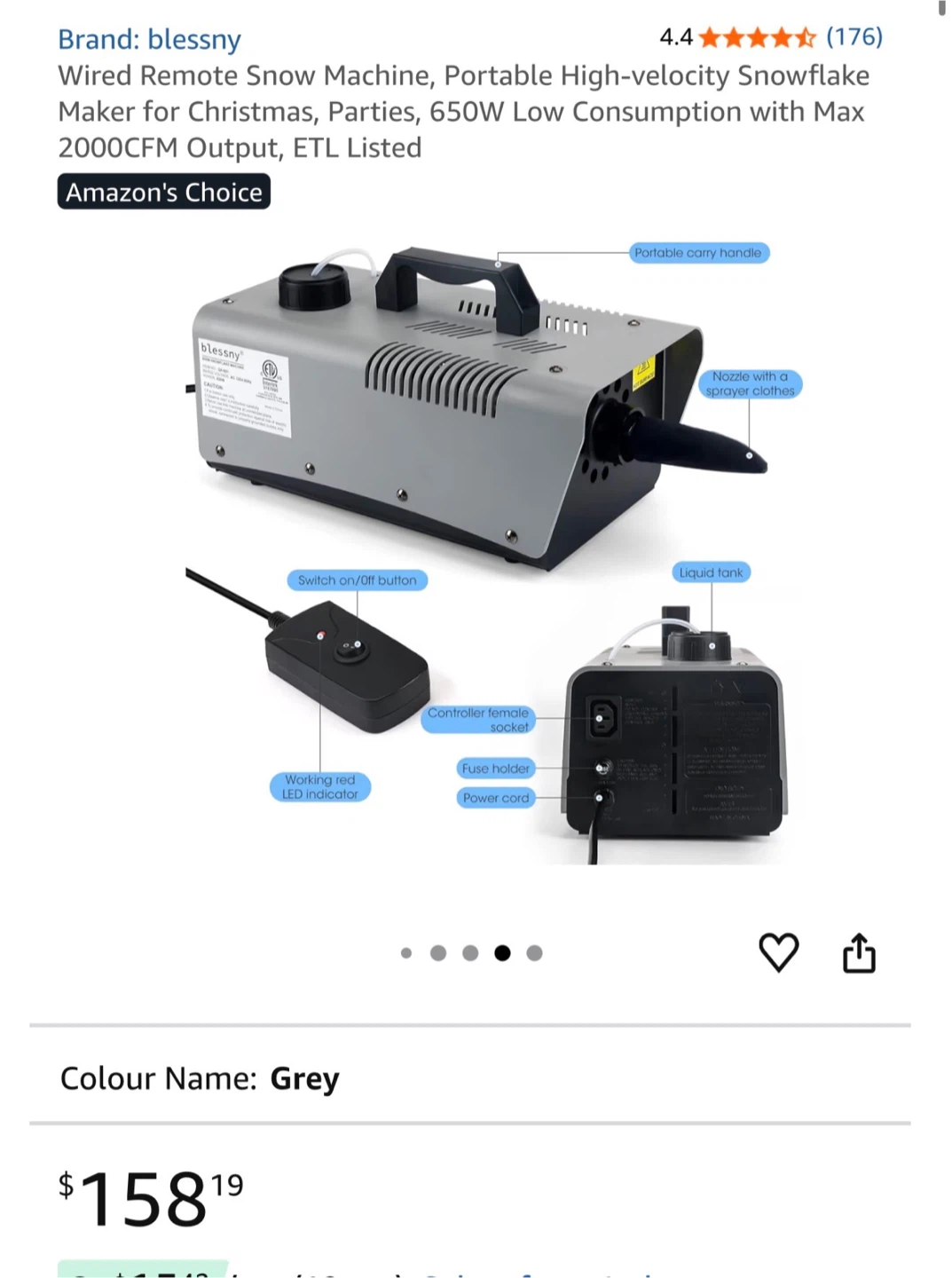 Blessny 650W Snowflake Machine in Grey - photo 5