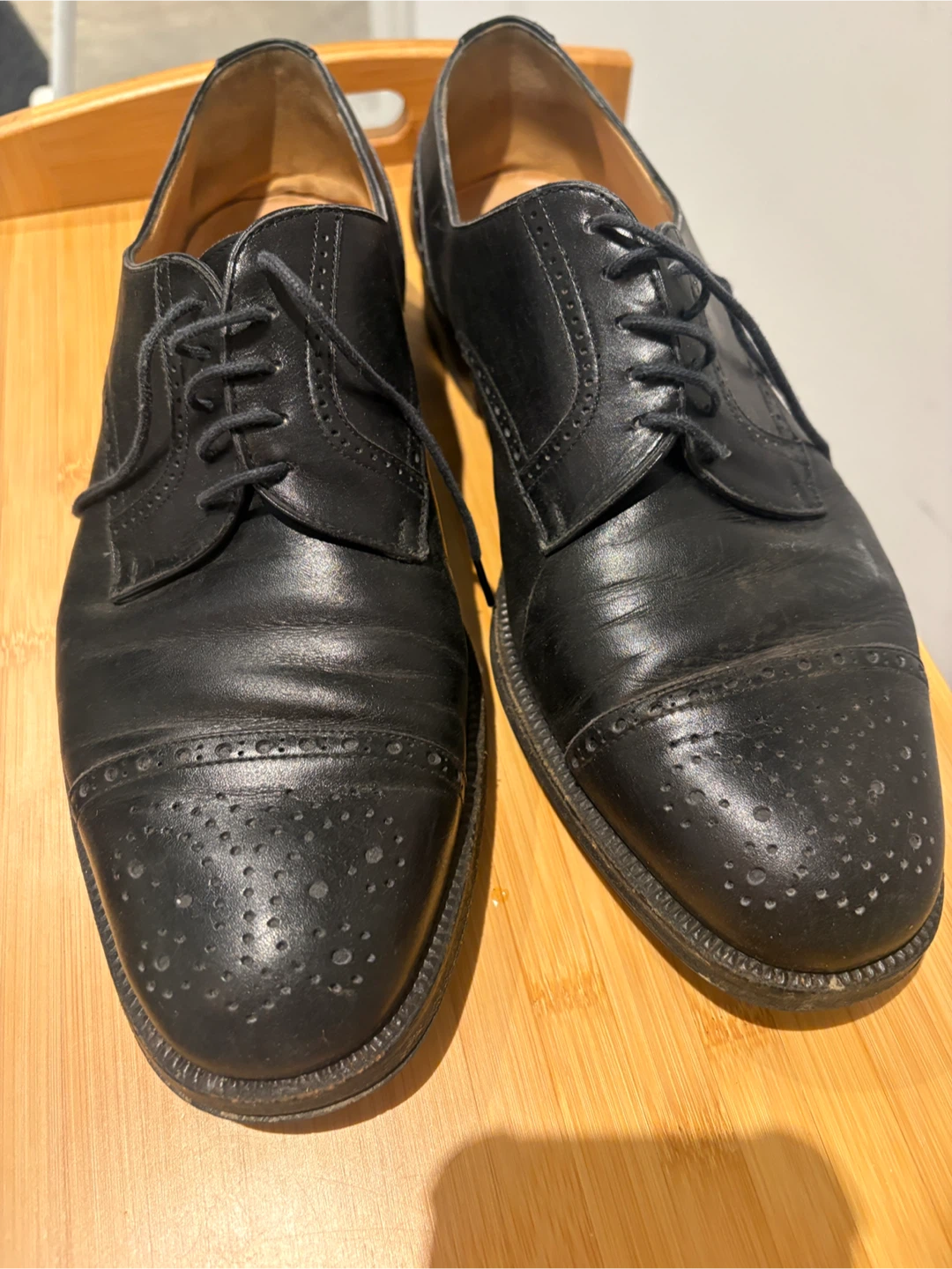Moreschi Black Leather Cap Toe Oxford Dress Shoes (10)