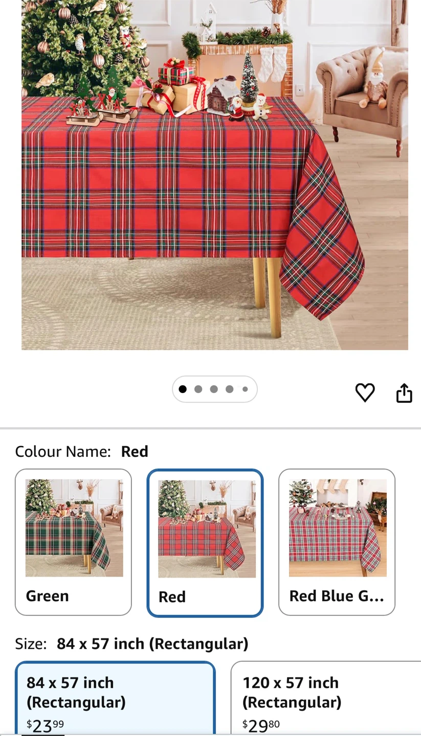 Red Plaid Rectangular Tablecloth