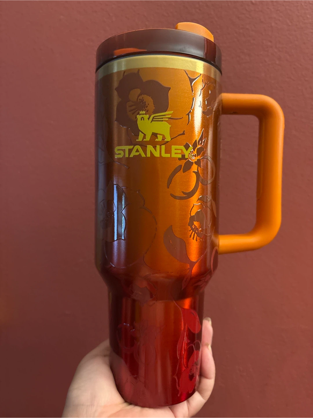 NEW Stanley Karol G 40oz Tumbler with Handle - Red/Orange Floral - photo 2