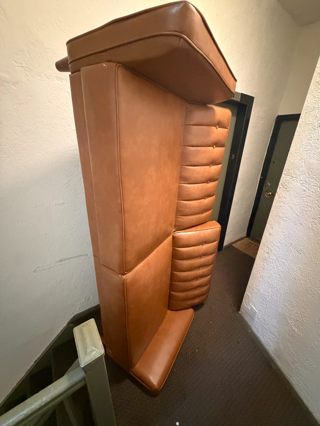 Vintage Brown Leather High-Back Chair