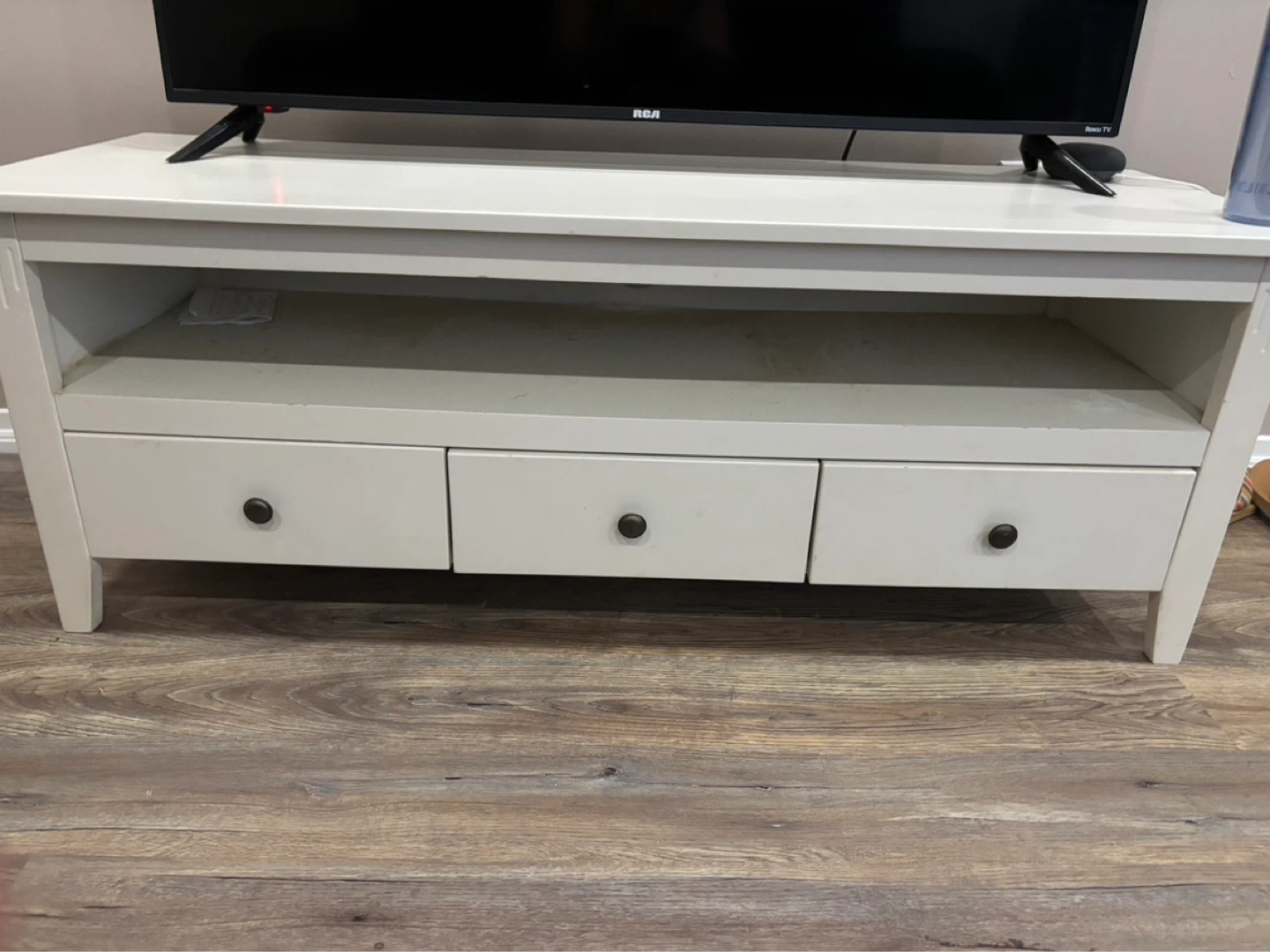 White TV Stand with 3 Drawers - photo 3