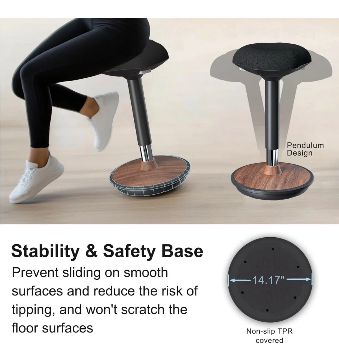 Wobble Stool for Standing Desk-Height Adjustable-Walnut - photo 2