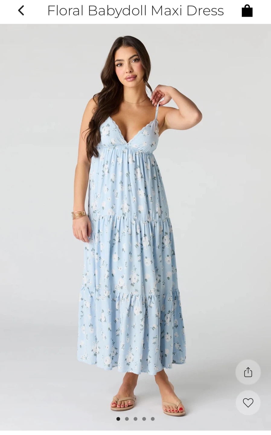Floral Babydoll Maxi Dress Blue Large