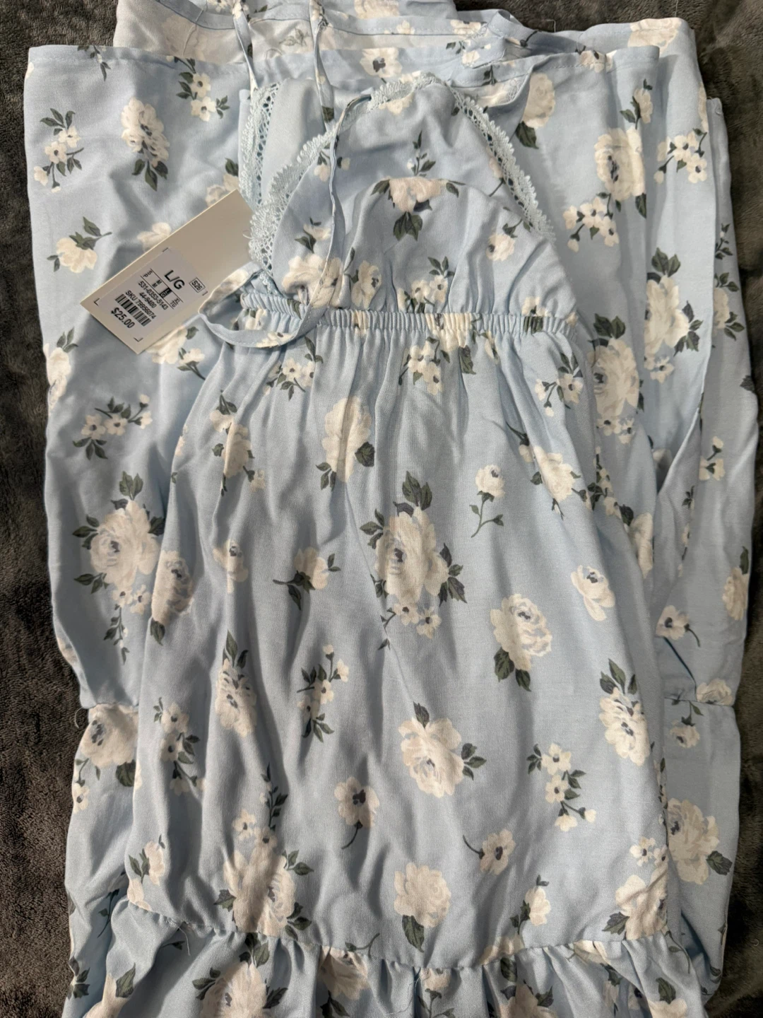 Floral Babydoll Maxi Dress Blue Large - photo 2