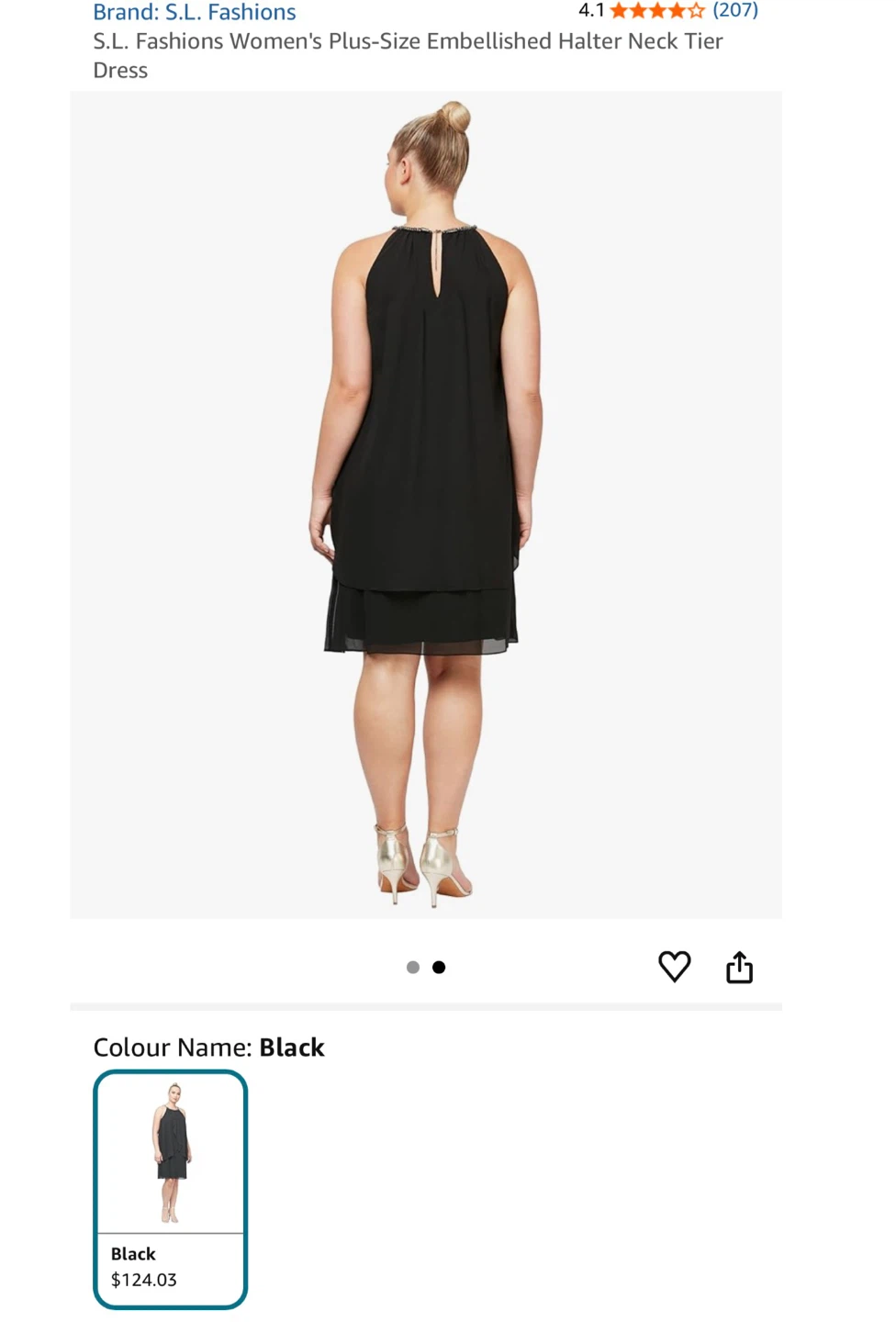 S.L. Fashions Black Embellished Halter Neck Tier Dress - photo 2