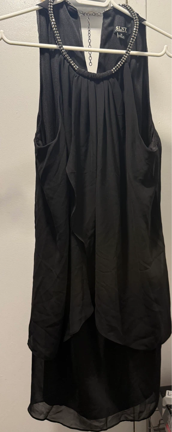 S.L. Fashions Black Embellished Halter Neck Tier Dress - photo 3