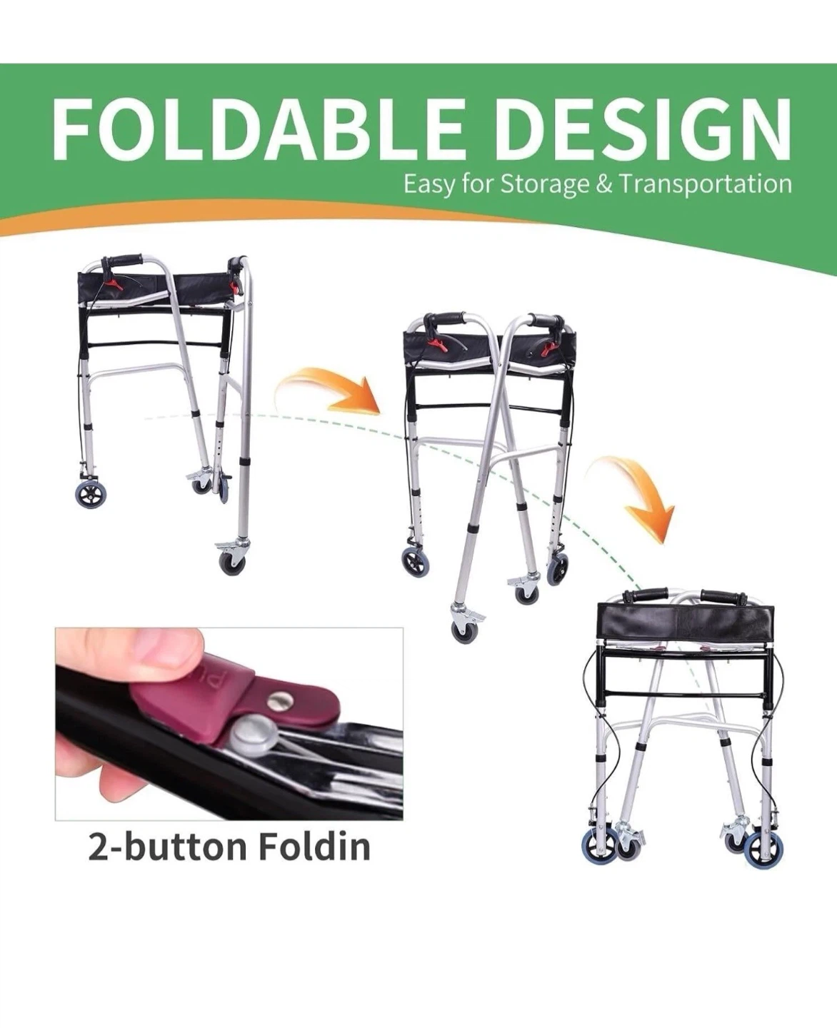 Lightweight Walkers for Seniors, Height Adjustable Walker440Lb - photo 3