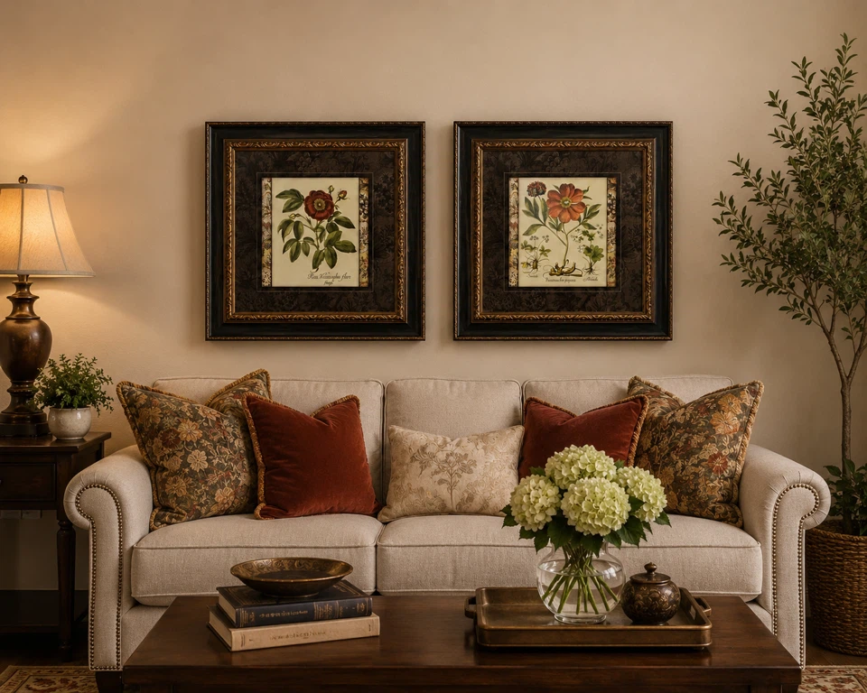 Pair of Large 32.5” Framed Botanical Prints