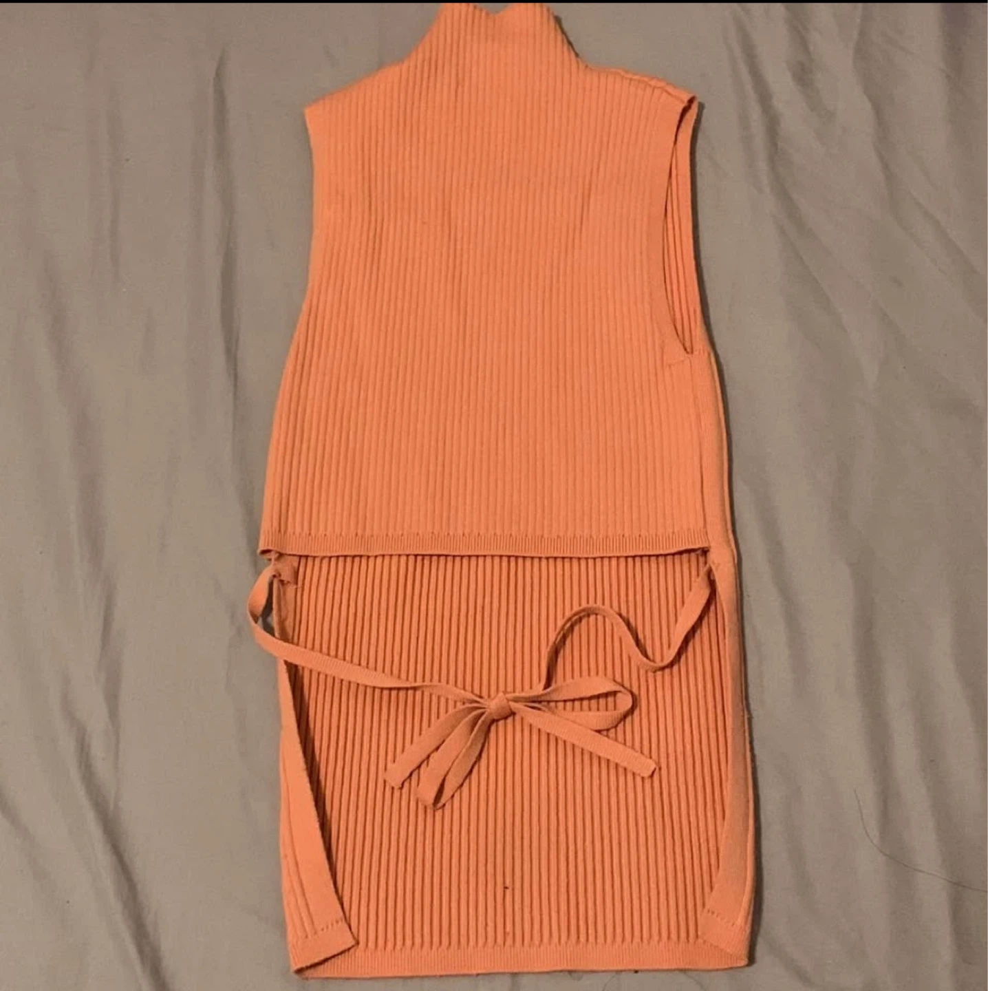 Aritzia Orange Body Shirt with Open Back and Ribbon