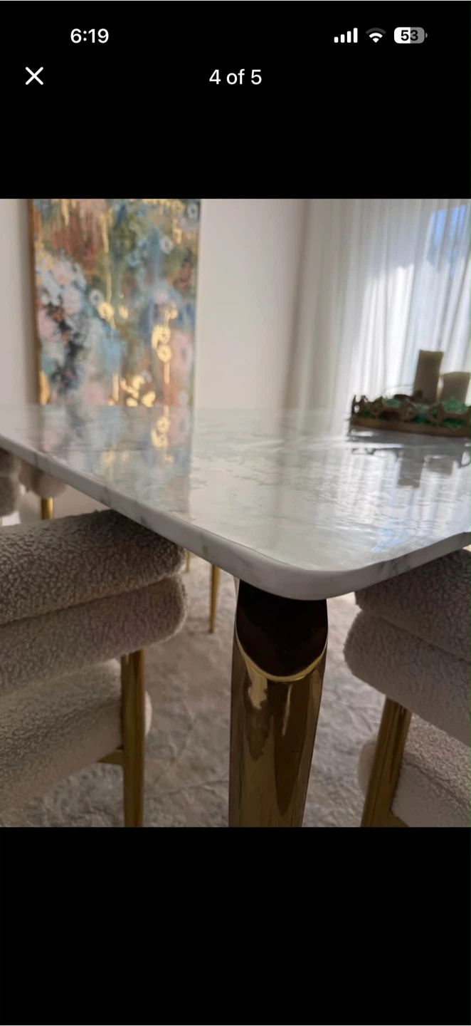 Marble Dining Table with Gold Legs