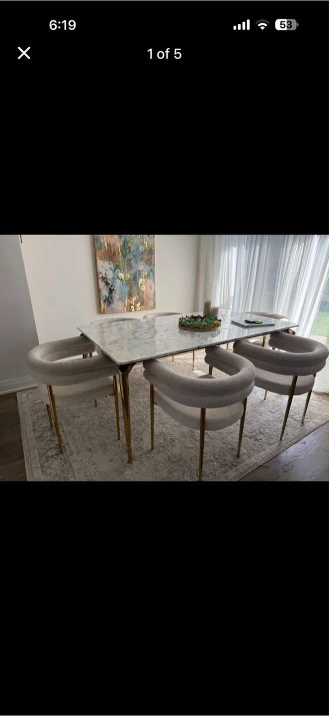 Marble Dining Table with Gold Legs - photo 2
