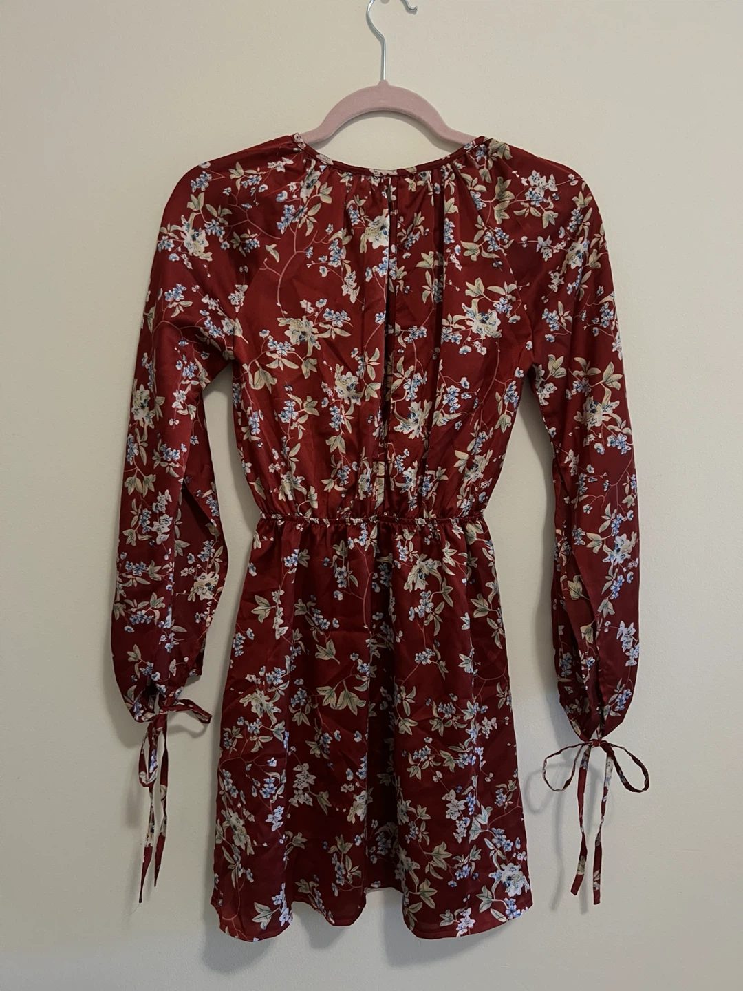 Missguided - Burgundy floral long sleeve dress - photo 2