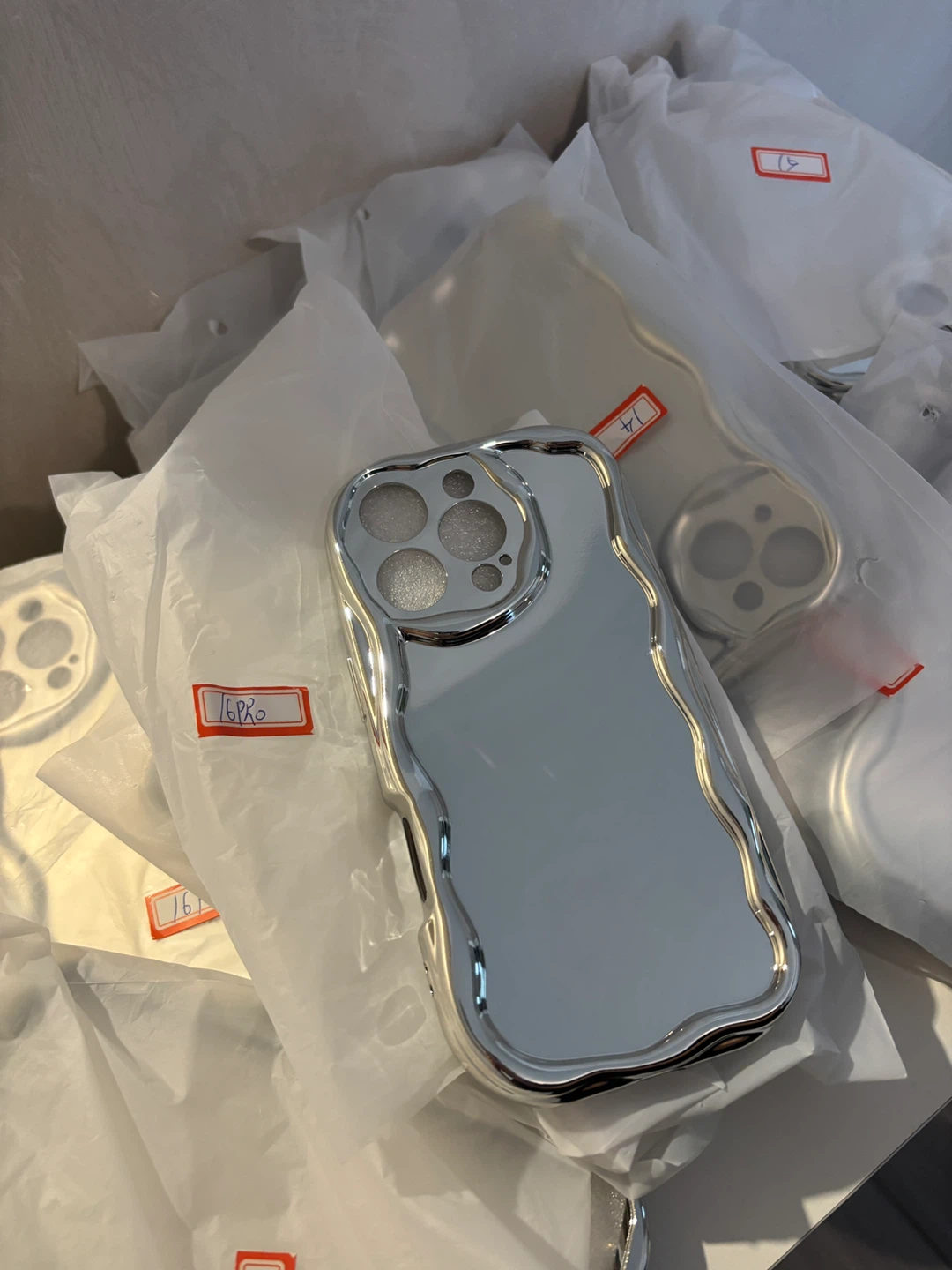 Silver Chrome Irregular Wave iPhone Case (bulk lot)