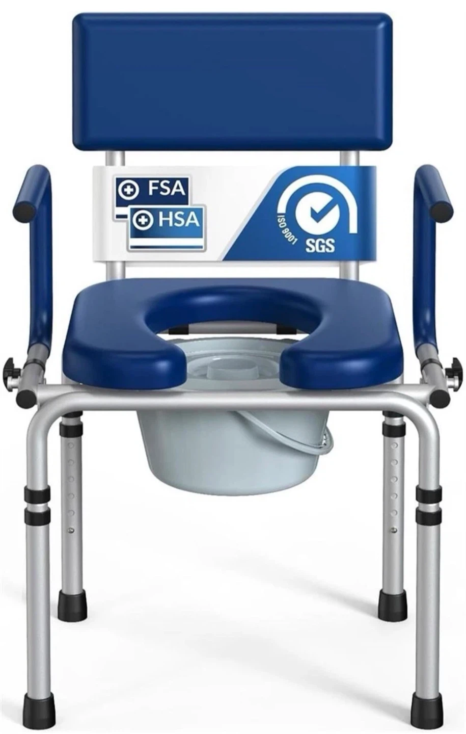 Drop Arm Bedside Commode Portable Toilet Seat Backrest 400lb