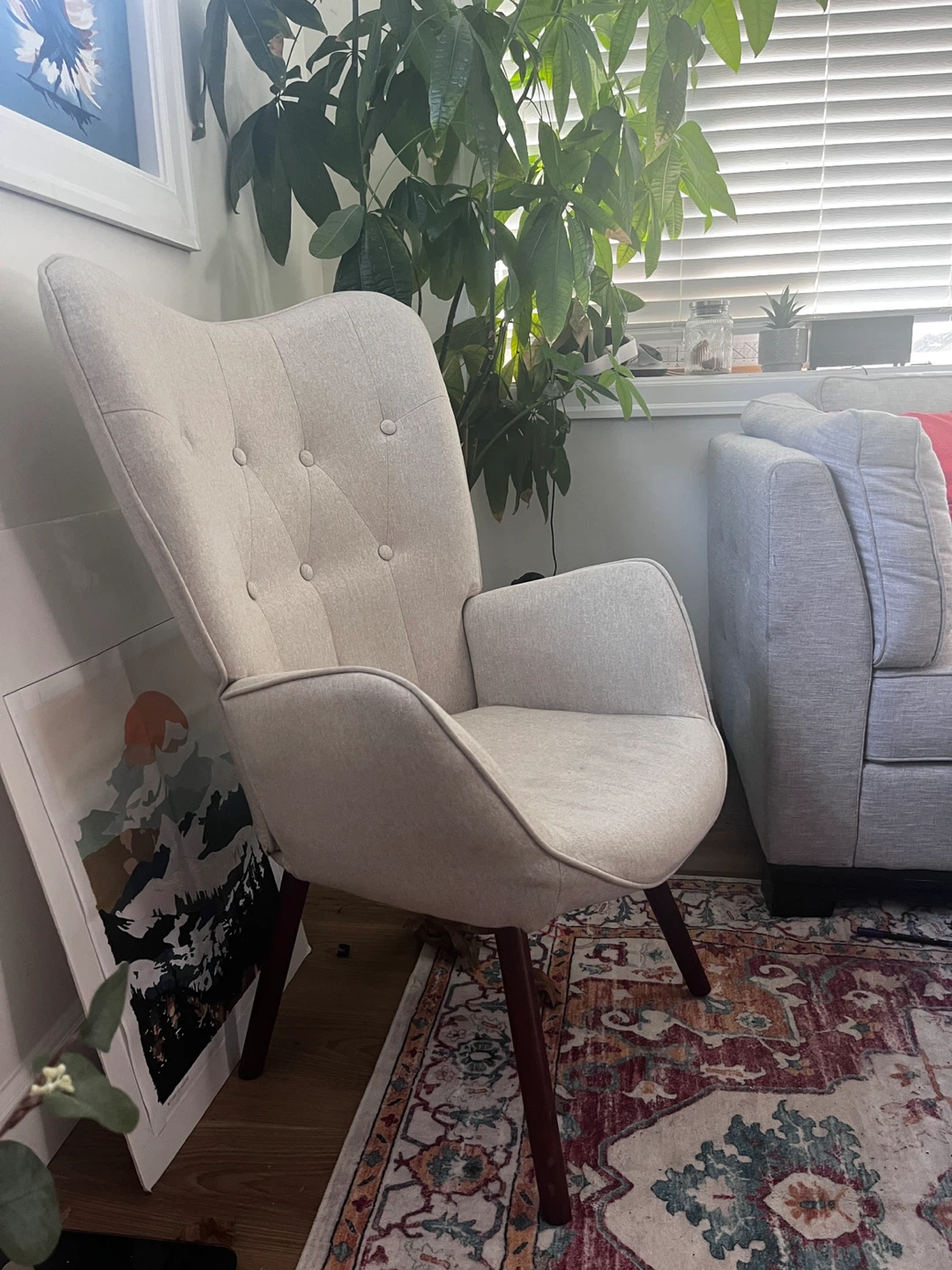 Cream wingback accent chair