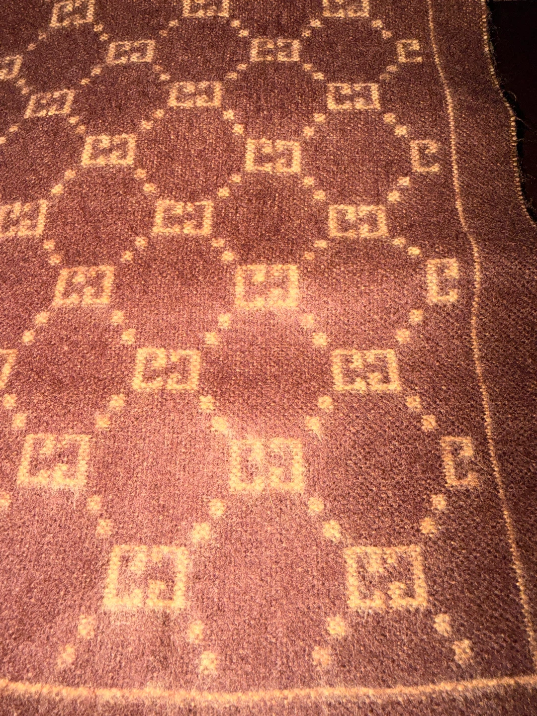 Brown & Tan GG Monogram Scarf with Fringe vintage EUC - photo 2