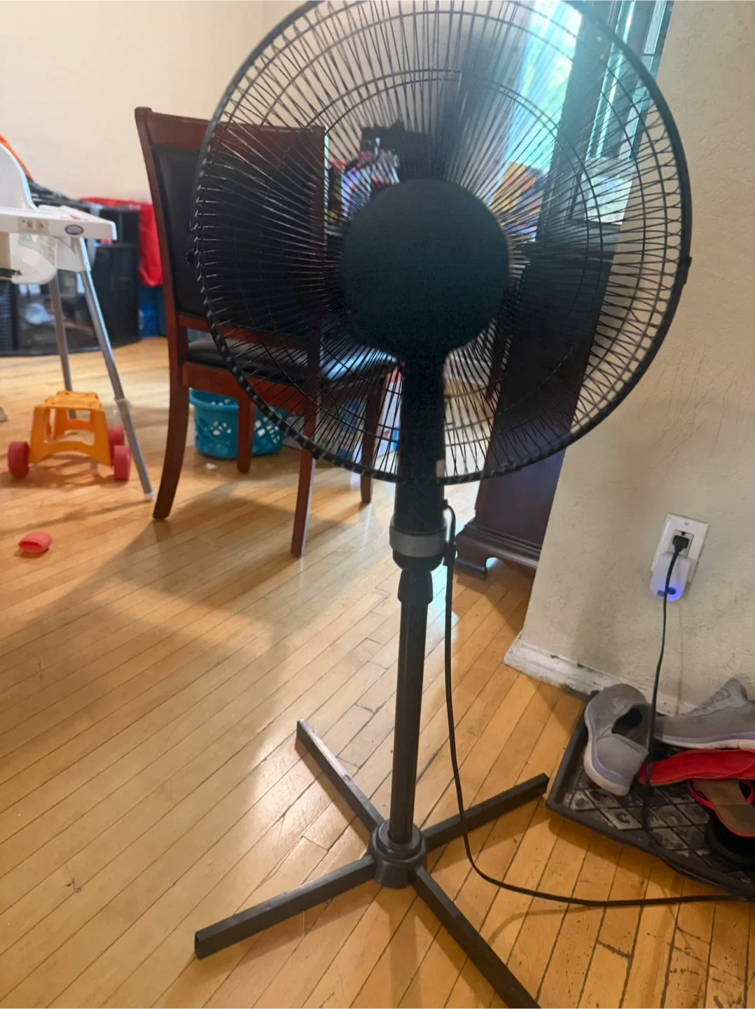 Black adjustable pedestal fan
