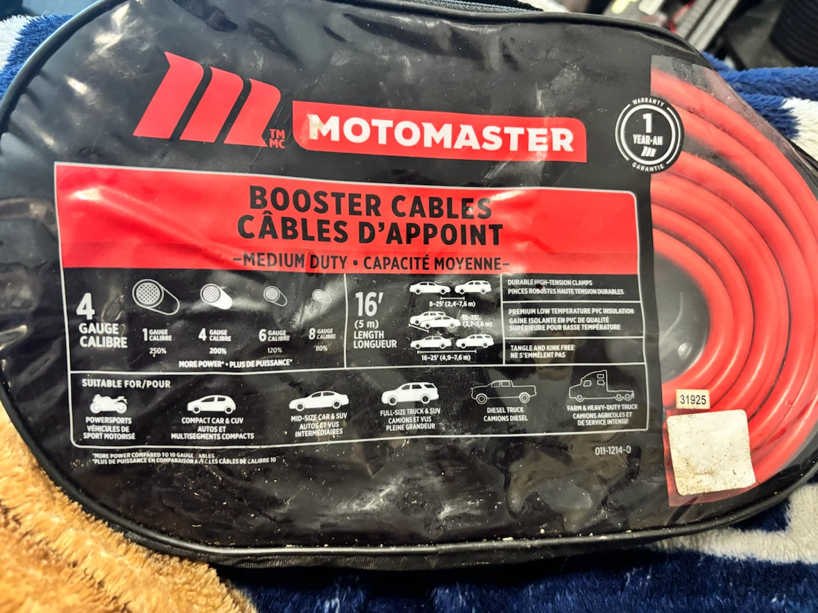Motomaster Medium Duty Booster Cables - 16' (5m)