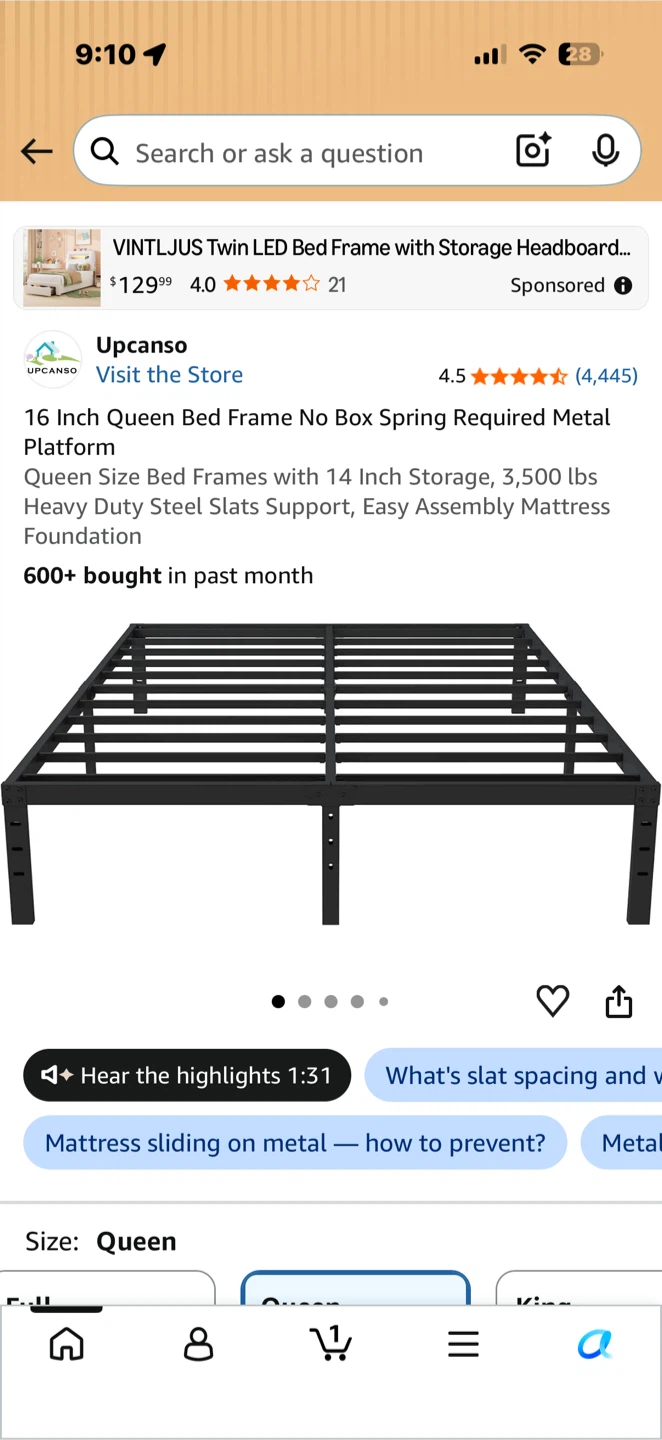 Upacanso 16 Inch Queen Bed Frame - photo 2
