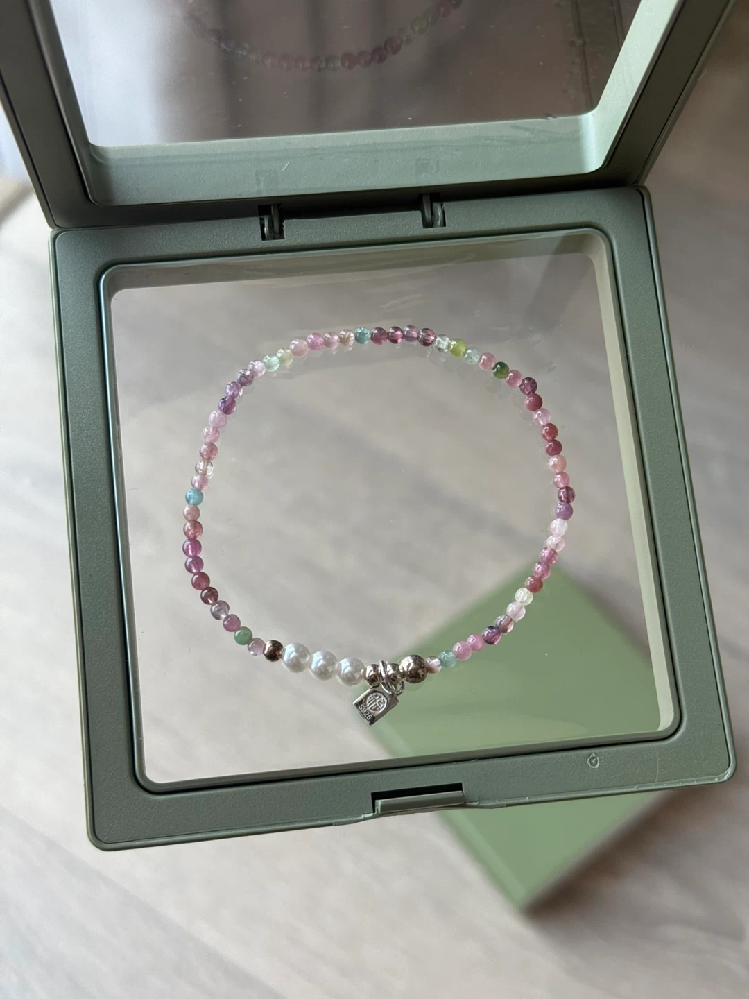 Natural Tourmaline & 925 Sterling Silver Bracelet