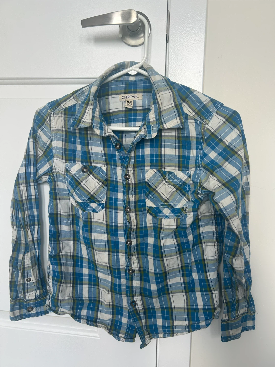 Cherokee Boys Plaid Button-Up Shirt Size M/M 8/10