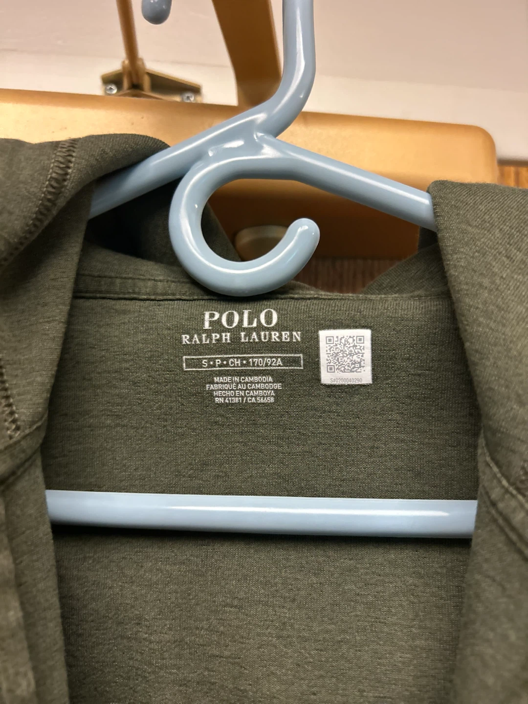 Polo Ralph Lauren Zip-Up Hoodie - Olive Green - Size S