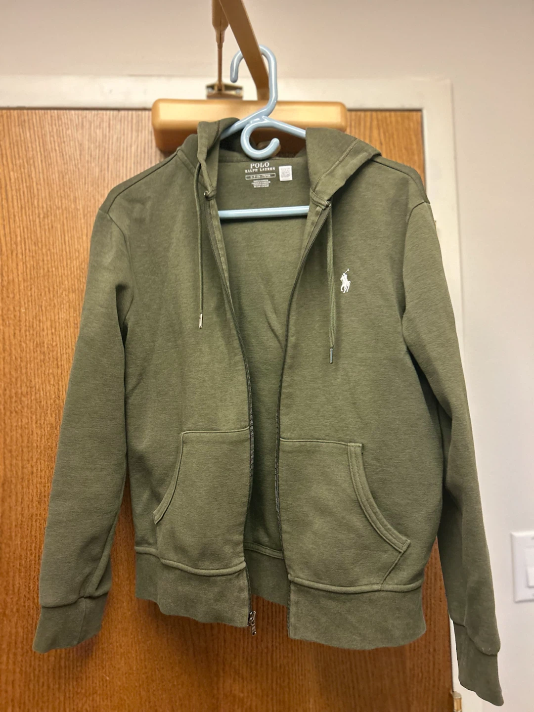 Polo Ralph Lauren Zip-Up Hoodie - Olive Green - Size S - photo 2