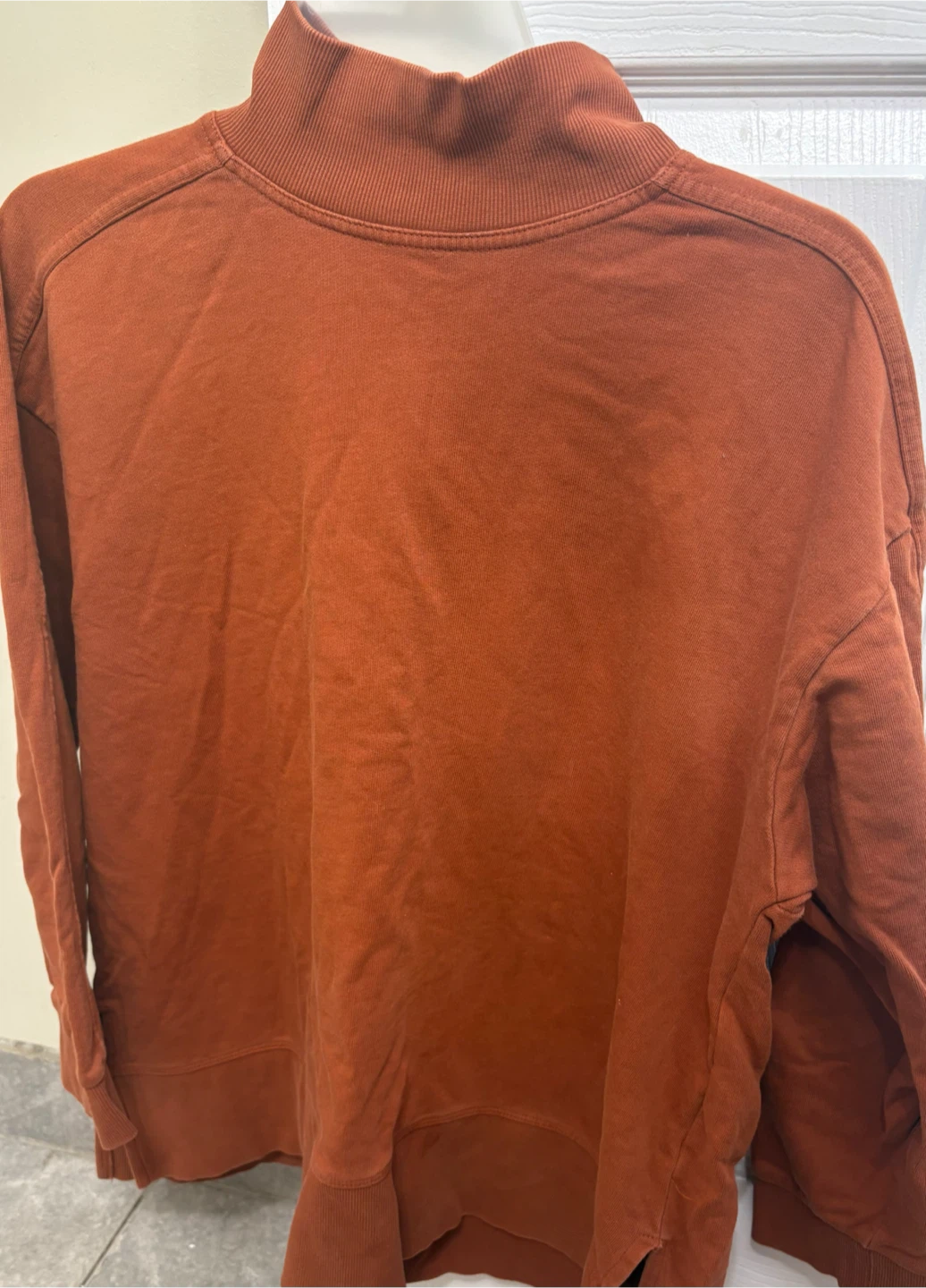 Orange Mock Neck Long Sleeve Top