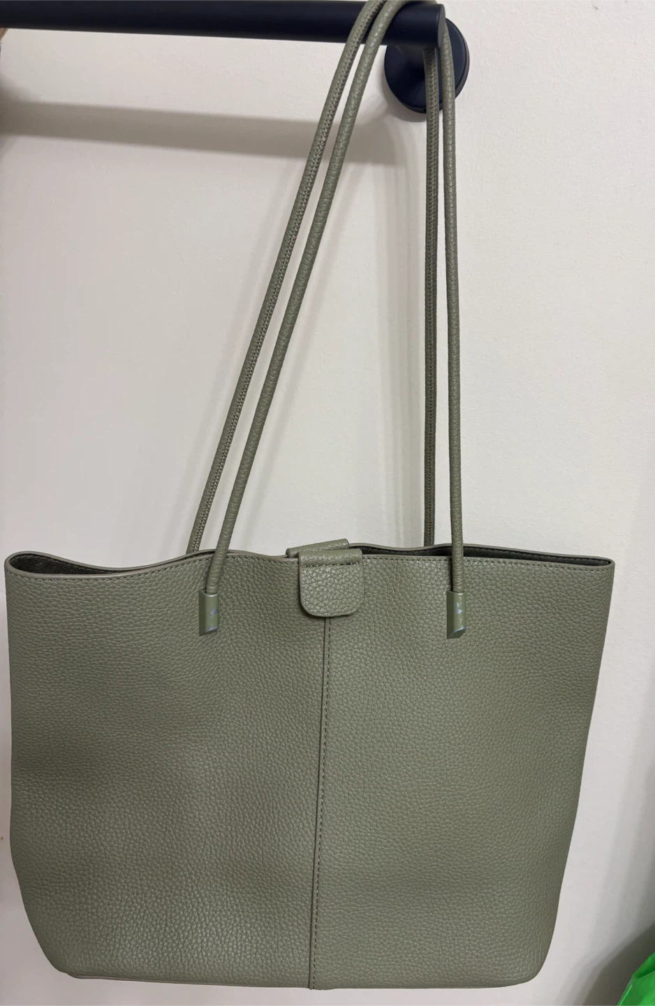 Green Faux Leather Tote Bag