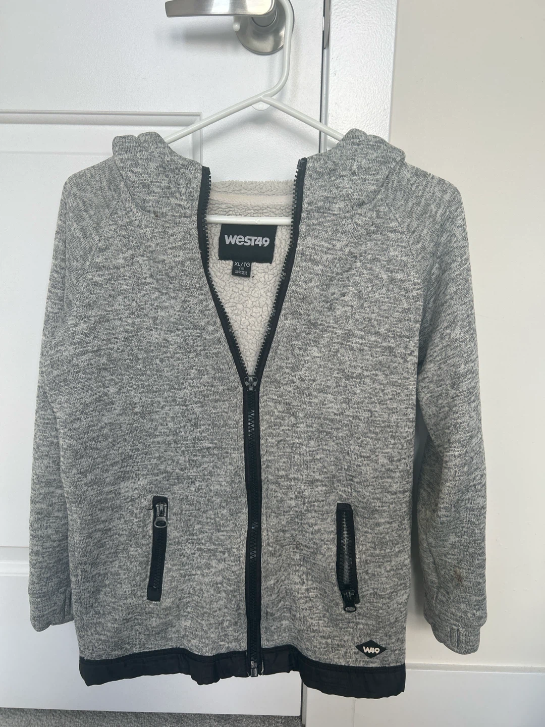 West 49 Grey Sherpa Lined Zip-Up Hoodie