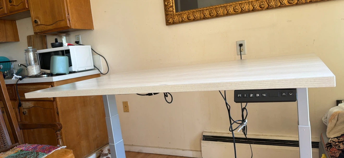 Light oak electric standing desk