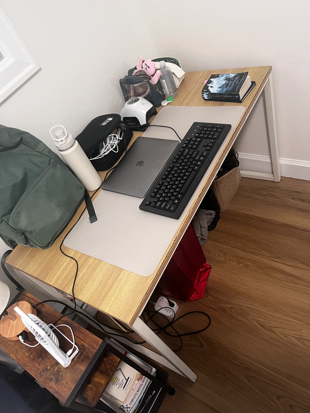 White Frame Desk with Wood Top - photo 2
