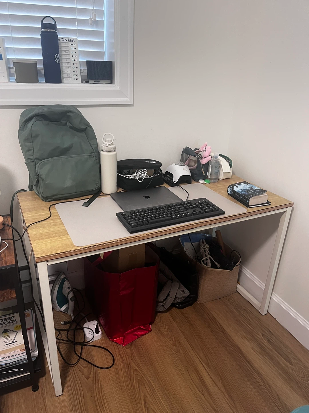 White Frame Desk with Wood Top - photo 3