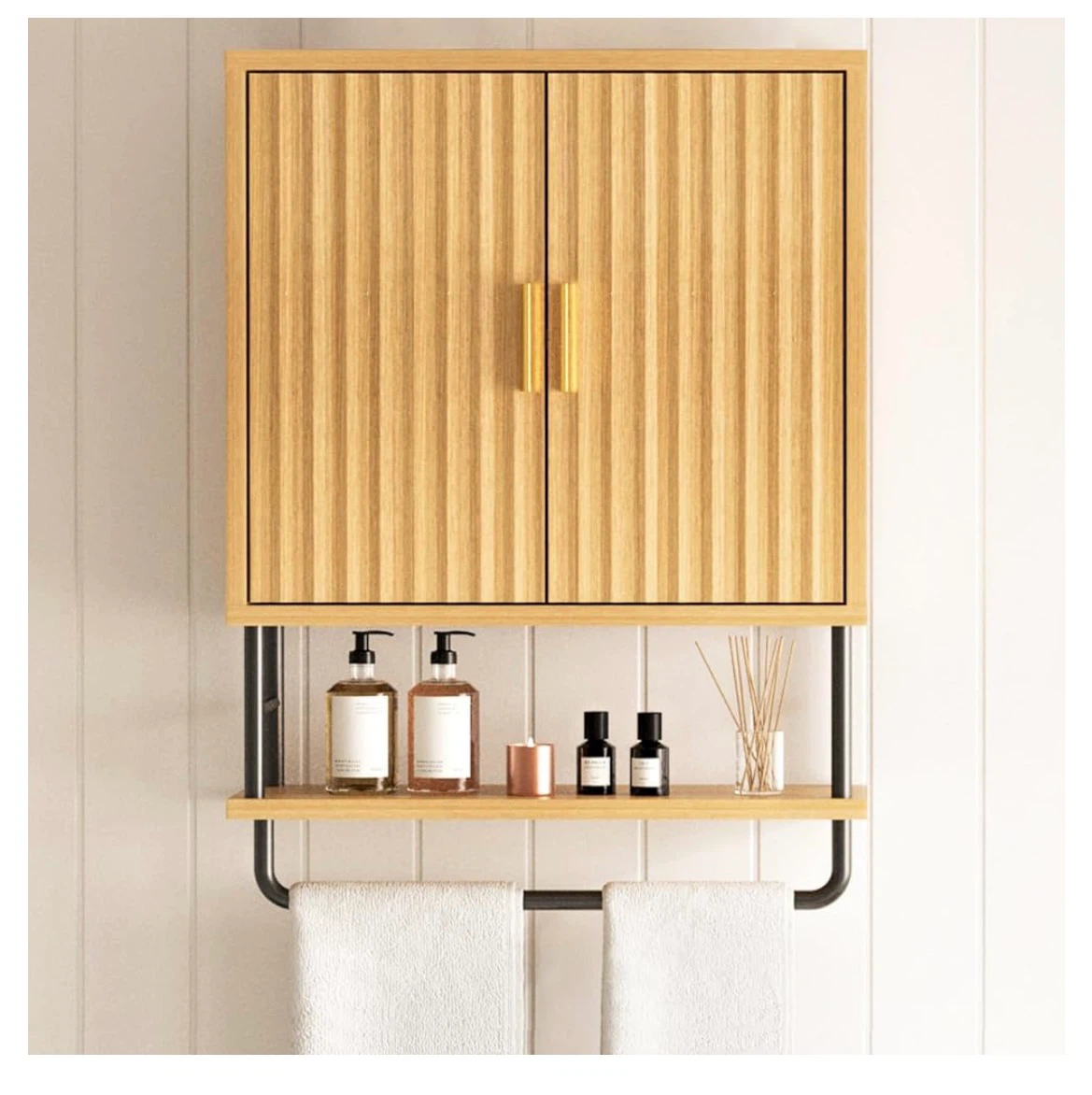 Small Fluted Wall Cabinet w/ Double Doors
