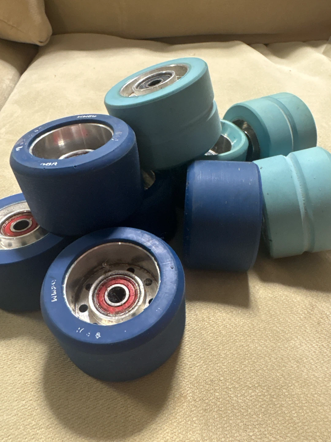 Set of Light and Dark Blue Roller Skate Wheels