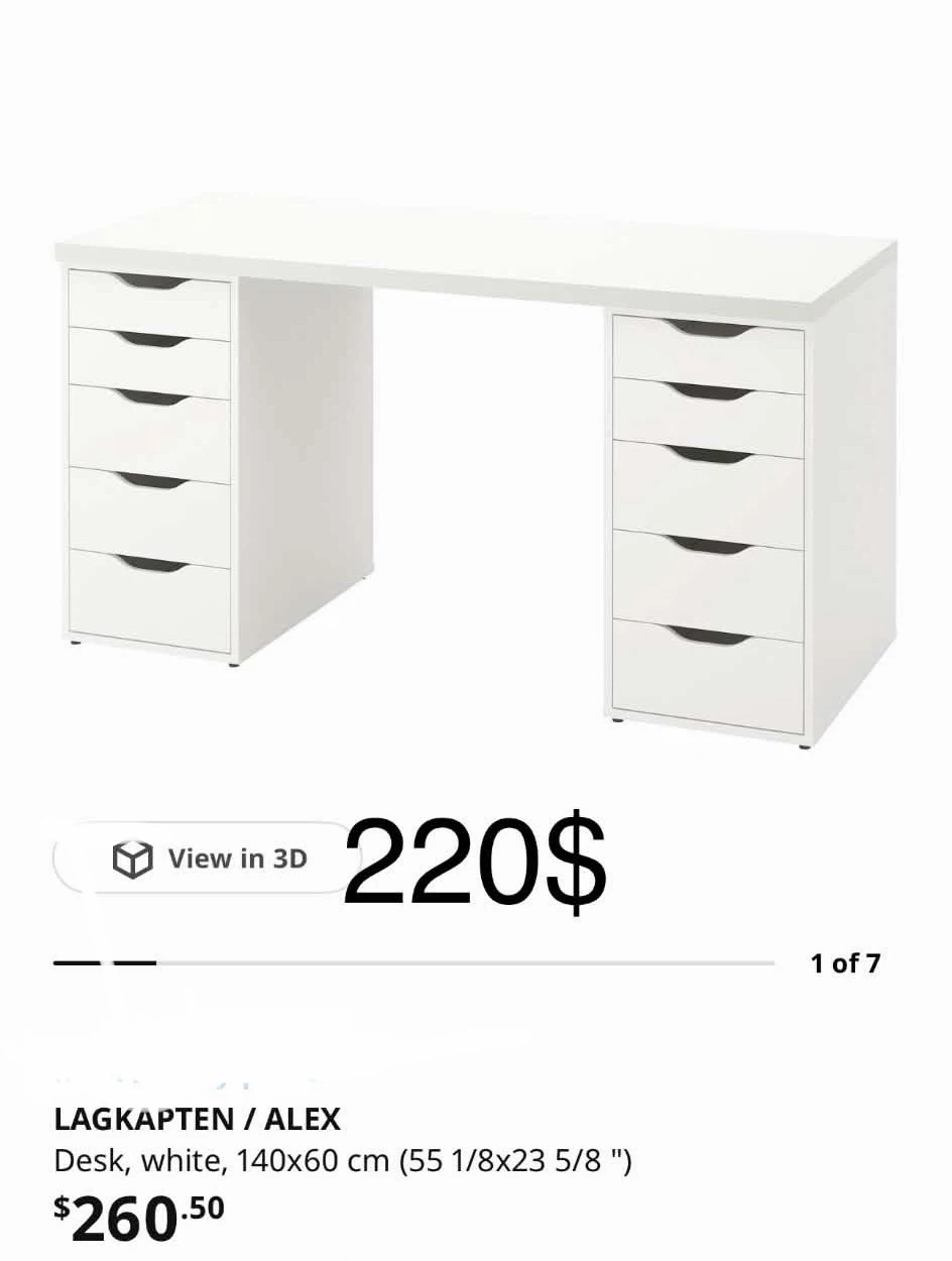 IKEA LAGKAPTEN / ALEX Desk - White