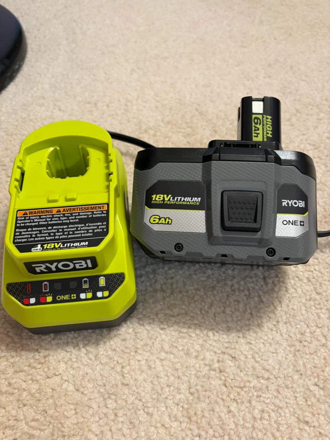 Ryobi 18V Lithium-Ion 6.0 Ah Battery and Charger Kit