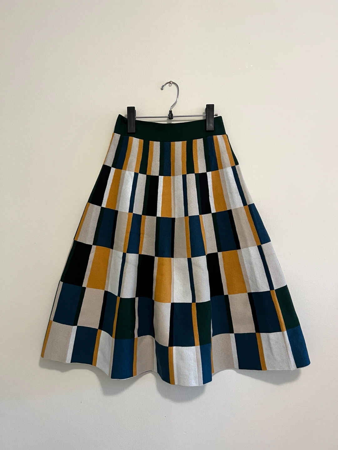 Colourblock Geometric Knit Skirt