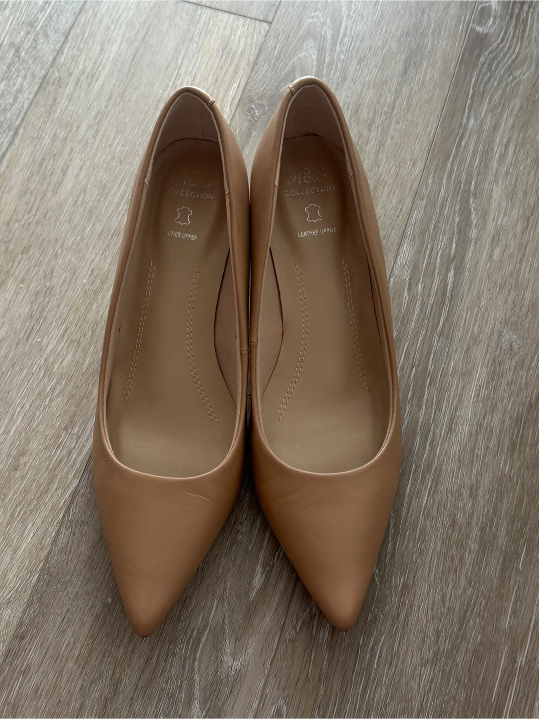 M&S Collection Nude Leather Heels Size UK3.5