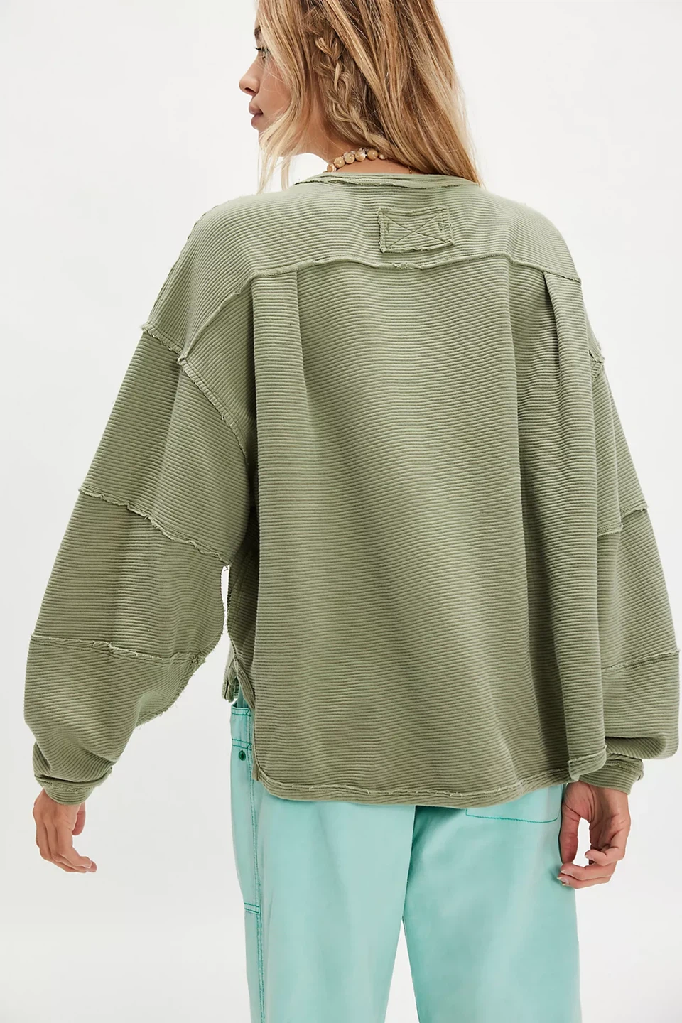 Free People Green Ribbed Oversized Sweatshirt - photo 2