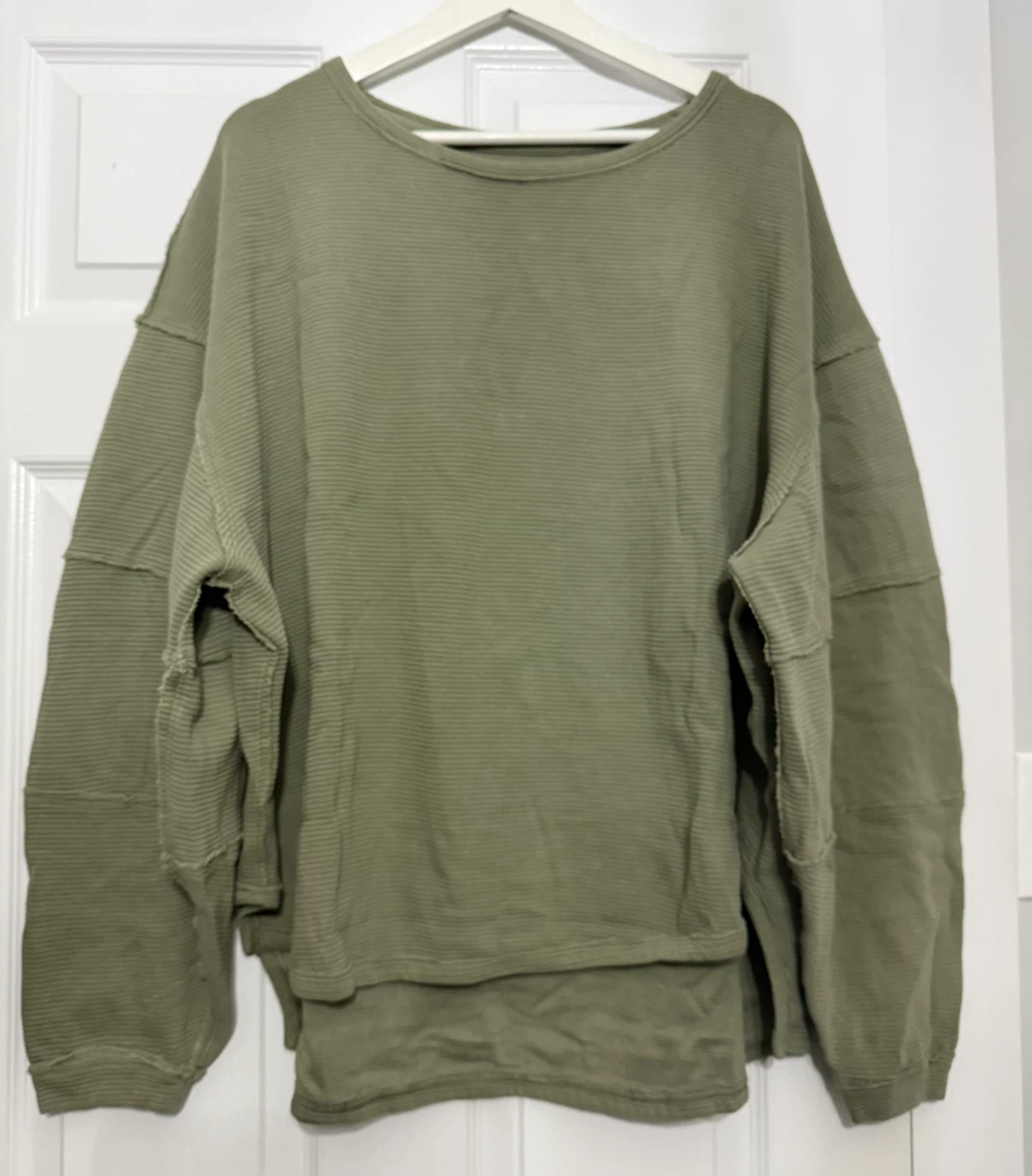 Free People Green Ribbed Oversized Sweatshirt - photo 4