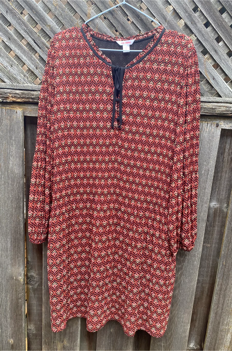 Joe Fresh Patterned Long Sleeve Dress Size L