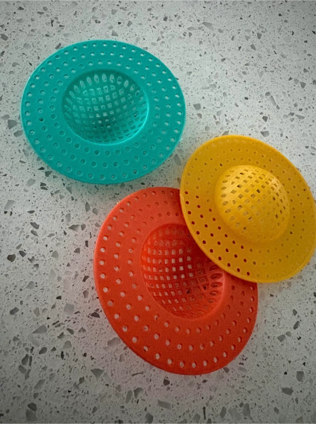 Set of 3 colourful drain strainers