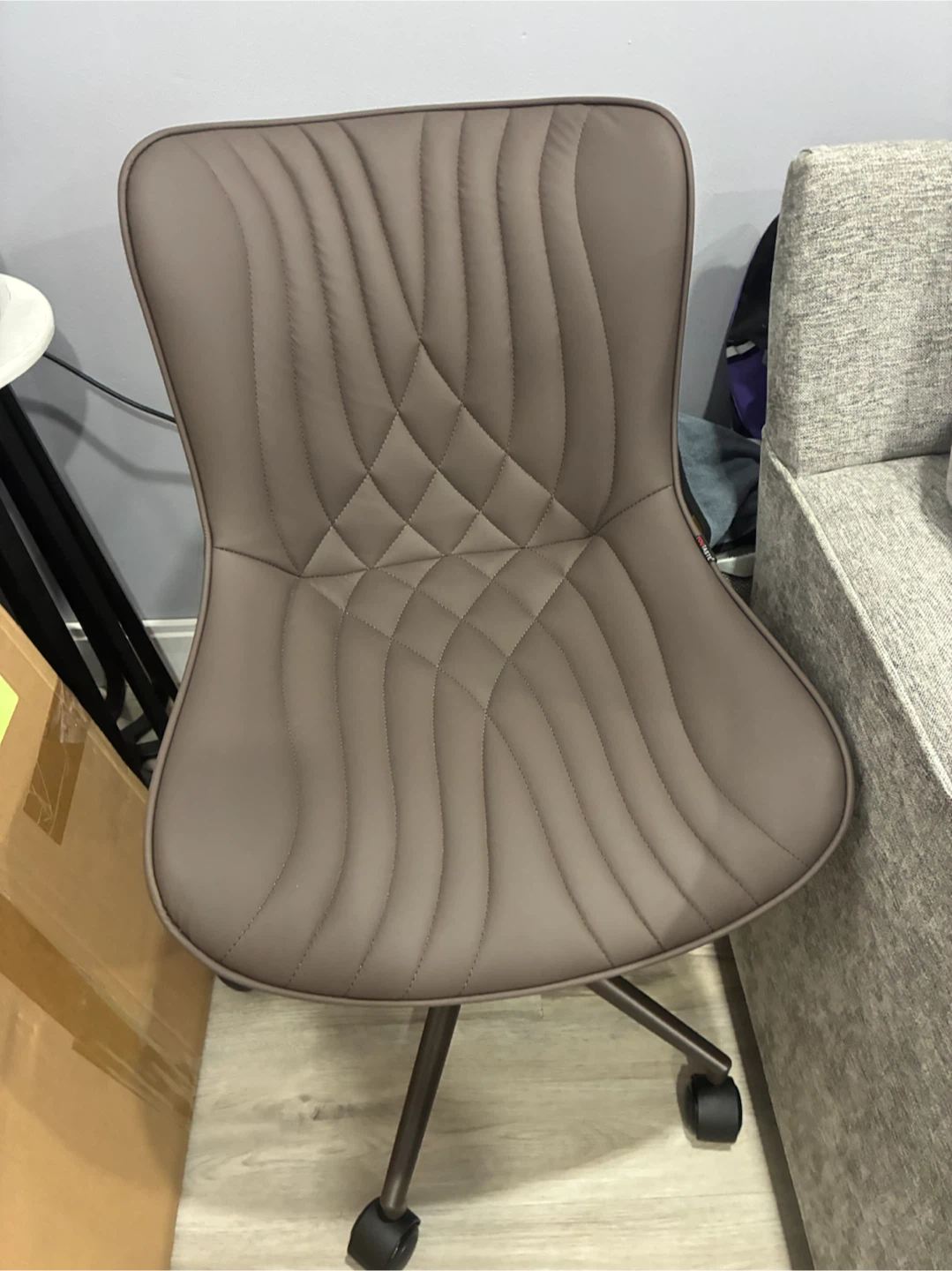 Stylish Office Chair - Taupe Faux Leather