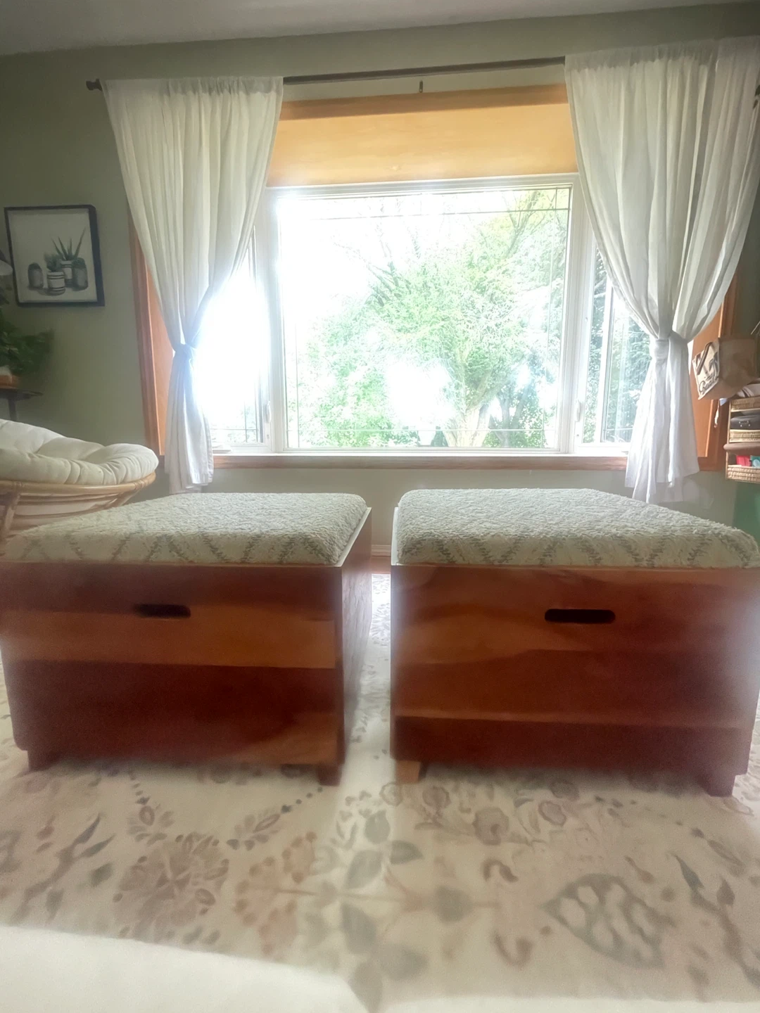 Pair of Storage Ottomans w/ Cushion Tops