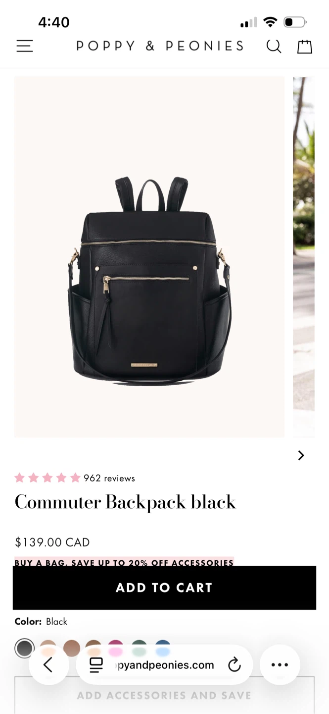 Poppy & Peonies Commuter Backpack in Black - photo 5